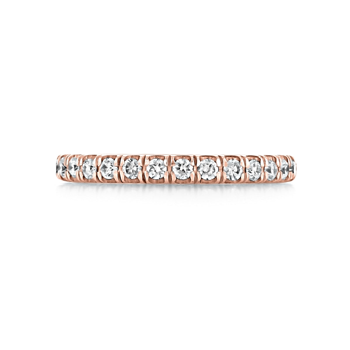 Solina 2.50mm Diamond Eternity Band in rose gold featuring a continuous row of round-cut diamonds in shared-prong settings.