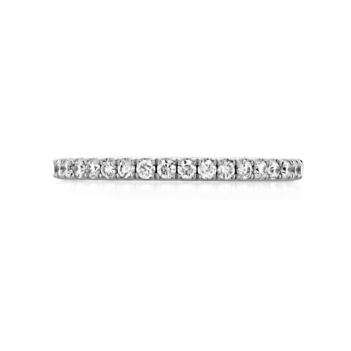 Nevada 1.65mm Micro-Prong Diamond Wedding Band in thin platinum featuring a row of small, round-cut diamonds set with micro-prongs.