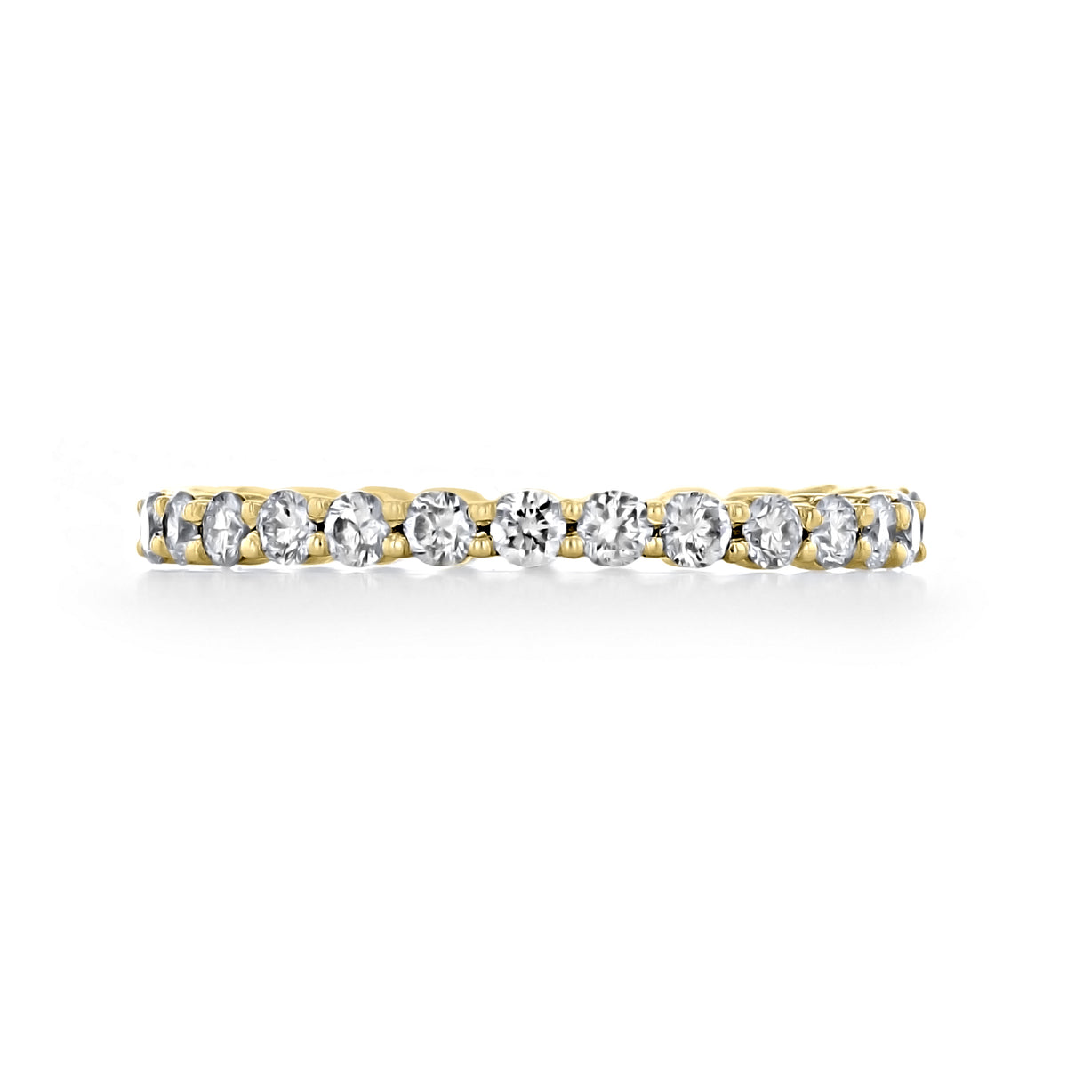 Shared Prong Round Diamond Eternity Band | LB146 in 14k yellow gold featuring a continuous row of round diamonds held by shared prongs.