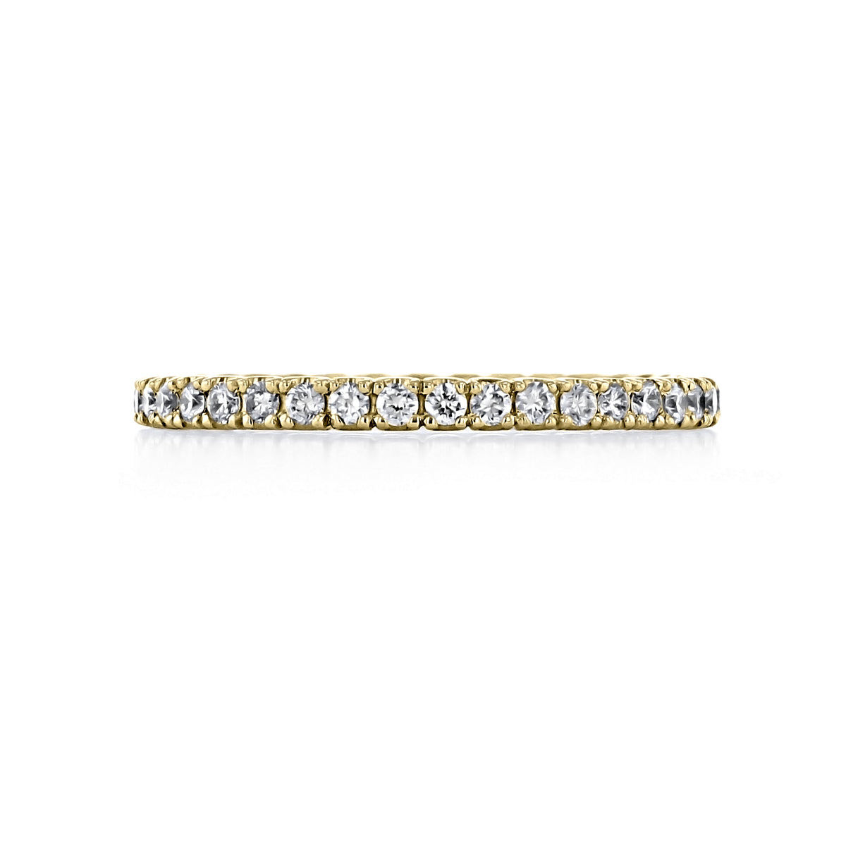 A Solea | 1.75mm Micro-Prong Diamond Eternity Band in gold, featuring a continuous row of small round diamonds held by micro-prongs.