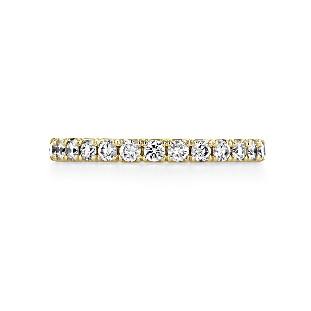 Opaline | Diamond Eternity Band in gold with a micro-prong setting and a continuous row of round-cut diamonds.