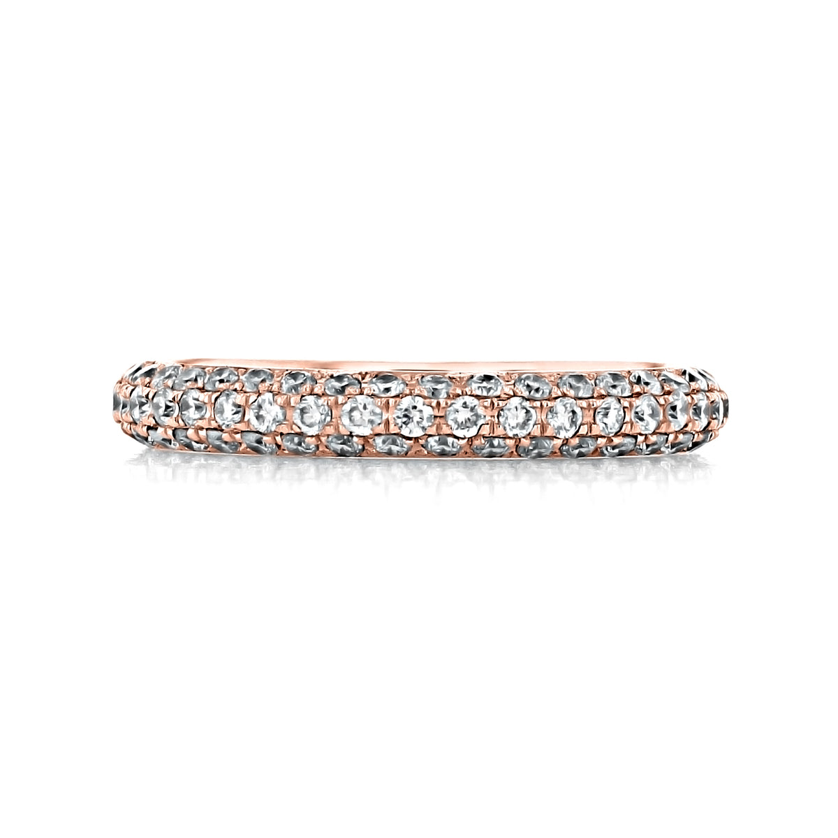 Triple Pavé-Set Diamond Band | LB256: a 14k rose gold band featuring three rows of pavé-set diamonds.