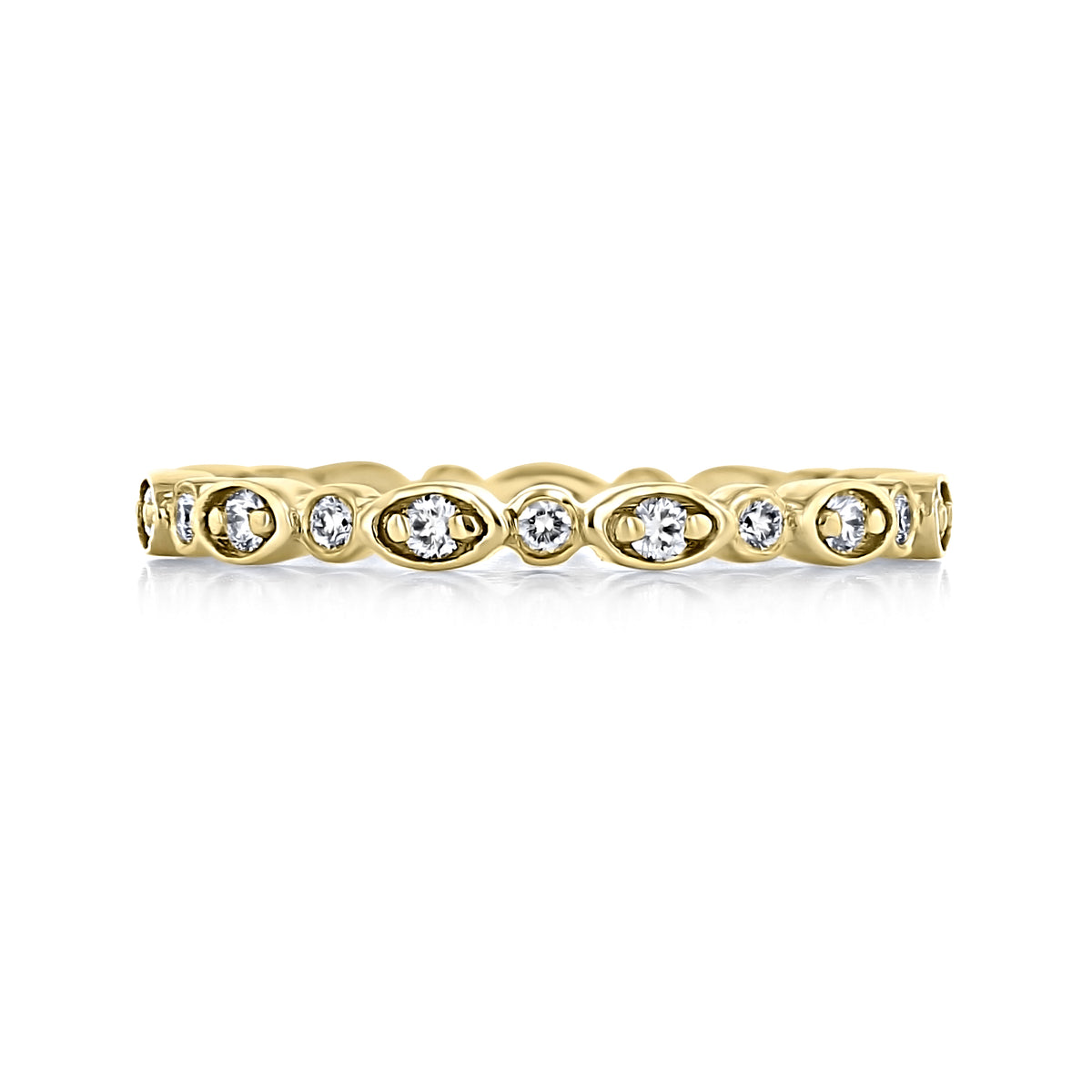 Gabriel NY Estrella | Marquise Alternating Diamond Eternity Band in gold, featuring alternating round and marquise-shaped diamonds in a minimalistic design.