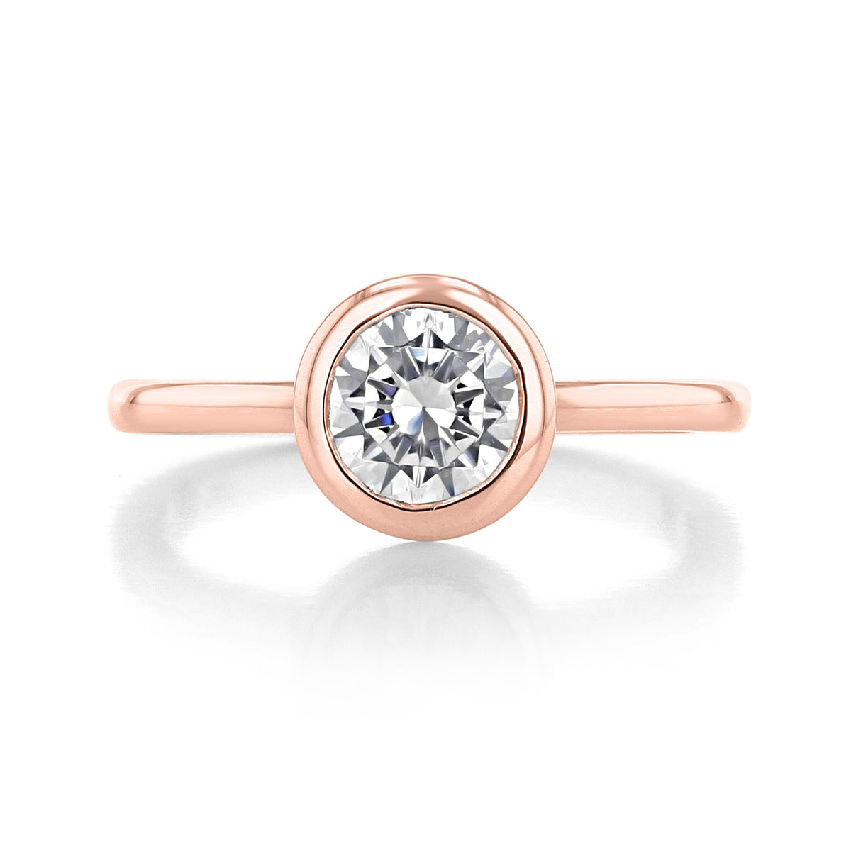 Danhov Per Lei | Bezel Engagement Ring - LE100 in rose gold, featuring a round brilliant-cut diamond in a bezel solitaire setting.