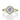 Habra | Round Halo Engagement Ring featuring a 1-carat center diamond on a split gold band accented with small pavé diamonds.