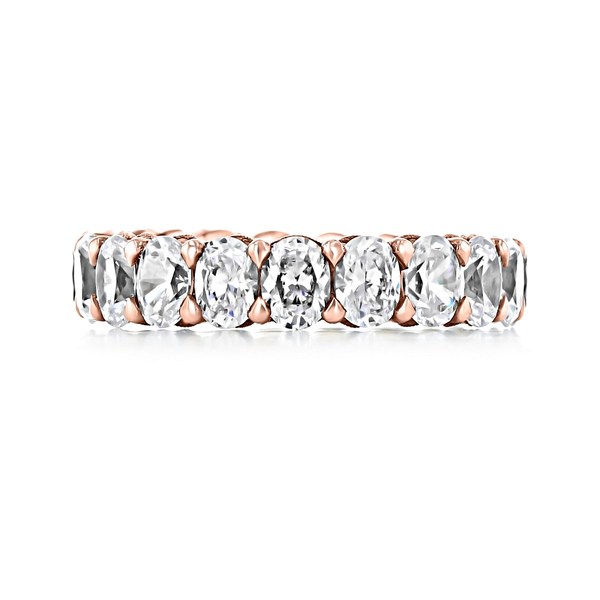 Tacori RoyalT Eternity Band HT263765PK featuring a row of oval-shaped diamonds set in rose gold.