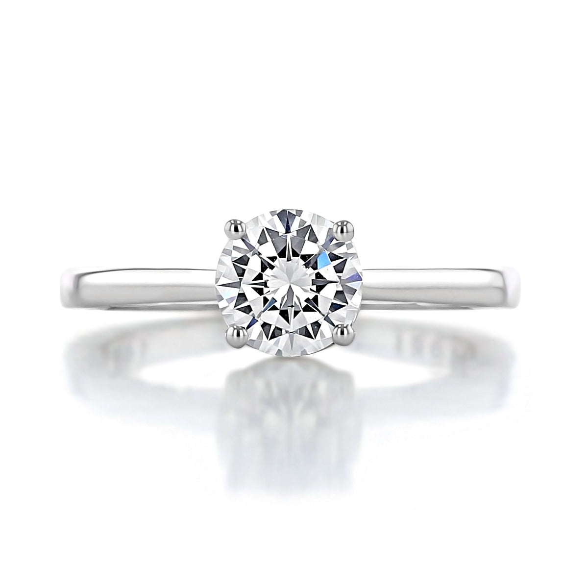 Tacori Coastal Crescent | Round Solitaire Engagement Ring - P100RD65W featuring a solitaire diamond on a plain metal band.