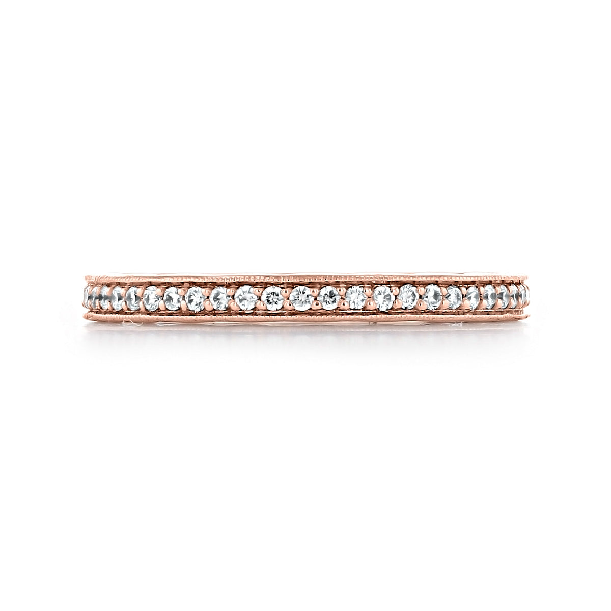 Rose gold Tacori Coastal Crescent | Diamond Band - P1032B34FPK eternity band featuring a single row of pavé-set diamonds with milgrain detailing.