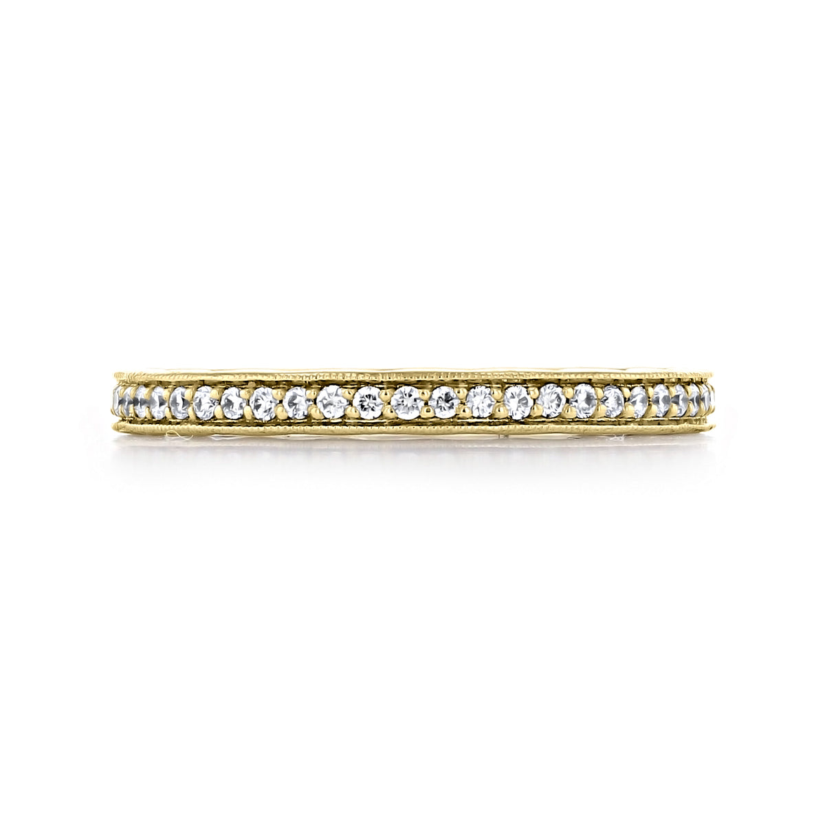 Tacori Coastal Crescent | Diamond Band P1032B34FY in yellow gold, featuring a continuous row of pavé-set diamonds between beaded edges.