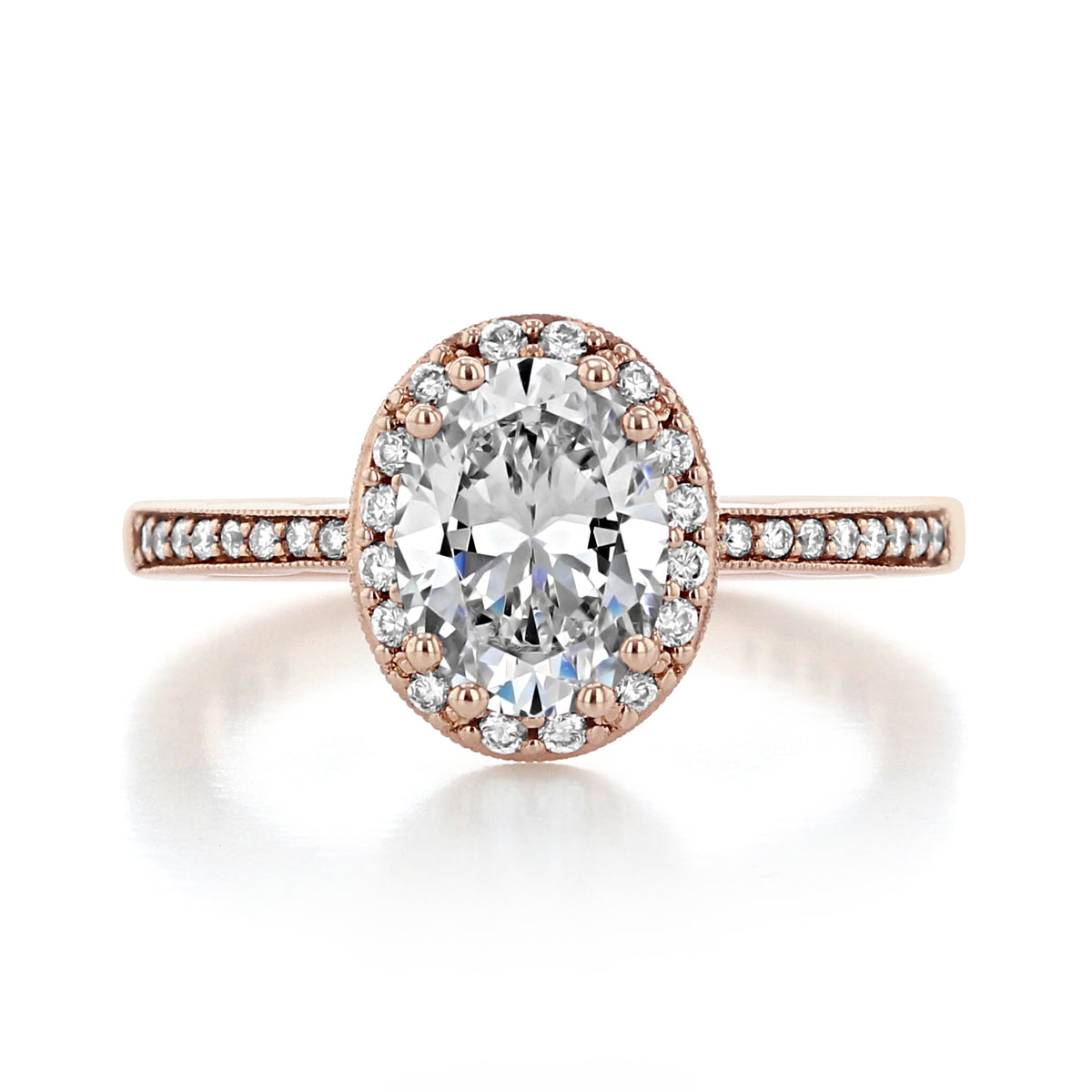Tacori Coastal Crescent | Oval Solitaire Engagement Ring - P103OV85X65PK in rose gold, featuring an oval center diamond, a diamond halo, and pavé-set diamonds along the band.