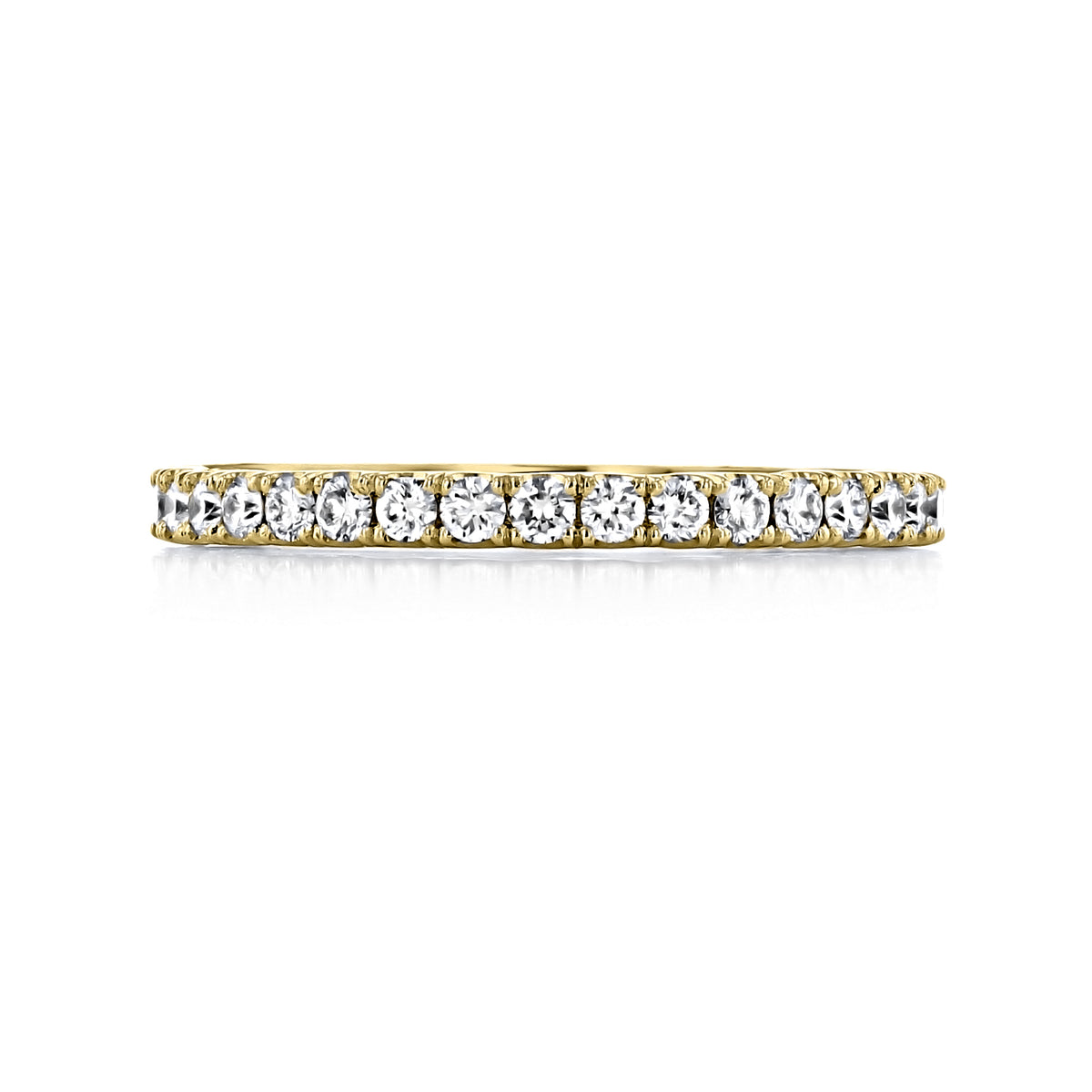 Coastal Crescent | Diamond Band - P1042B34FY, a 14k yellow gold eternity band set with a continuous row of round diamonds.