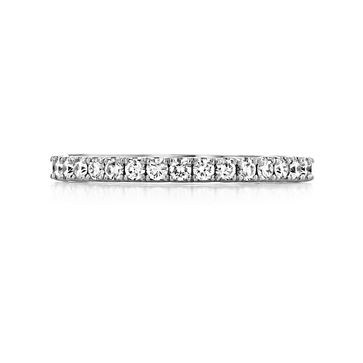 The Coastal Crescent | Diamond Band - P1042B34FW is a 14k white gold band set with a continuous row of round diamonds.