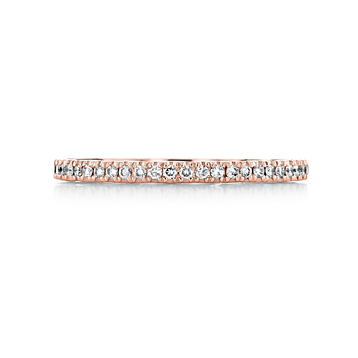 Coastal Crescent | Diamond Band - P104B34FPK 14k rose gold eternity band set with a continuous row of micro-prong diamonds.