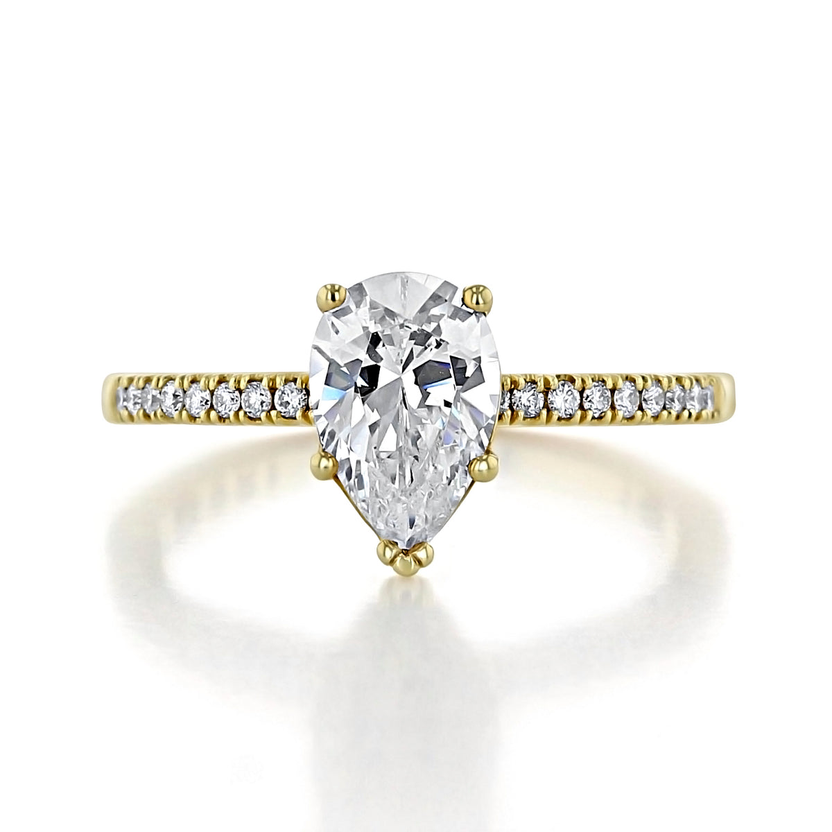 A Coastal Crescent | Pear Solitaire Engagement Ring - P104PS9X6Y by Tacori, featuring a pear-shaped diamond on a yellow gold band accented with pavé diamonds.