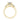Vivienne Emerald Three-Stone Engagement Ring in 14k yellow gold, featuring a large emerald cut center stone flanked by two tapered baguette stones.
