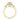 Vivienne | Round Three-Stone Engagement Ring in 14k yellow gold, featuring a round-cut center stone flanked by two tapered diamond baguettes.