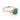 An Emerald Three-Stone Engagement Ring | TR97 set in rose gold, featuring a central lab-created emerald flanked by two cushion cut diamonds.