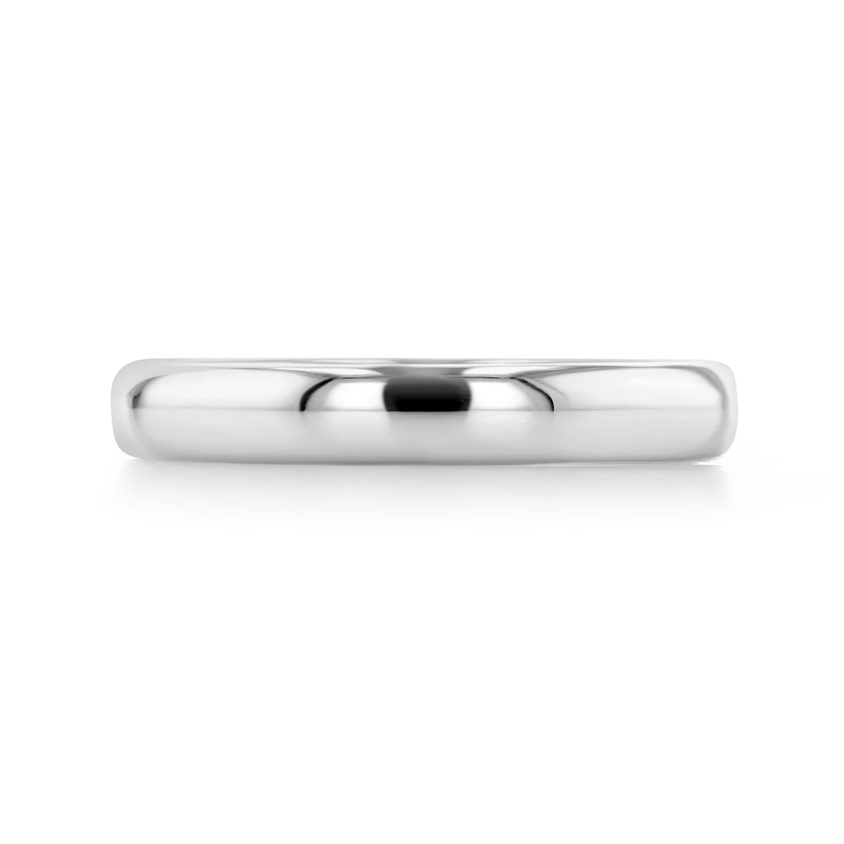 The Carmel | 3mm High Dome Polished Wedding Band features a smooth, high-domed silhouette with a silver-colored finish.