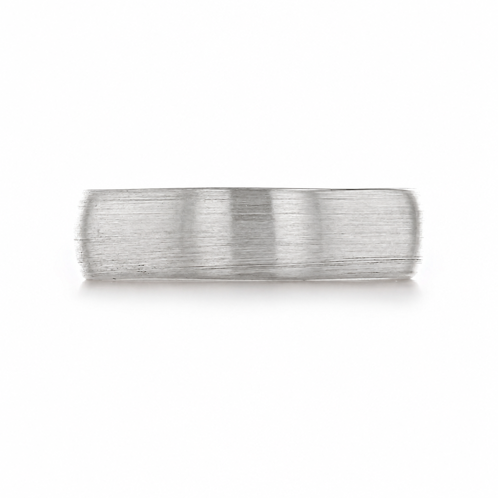 Brushed Wedding Band WB483 silver-tone men’s wedding band with a brushed matte finish.
