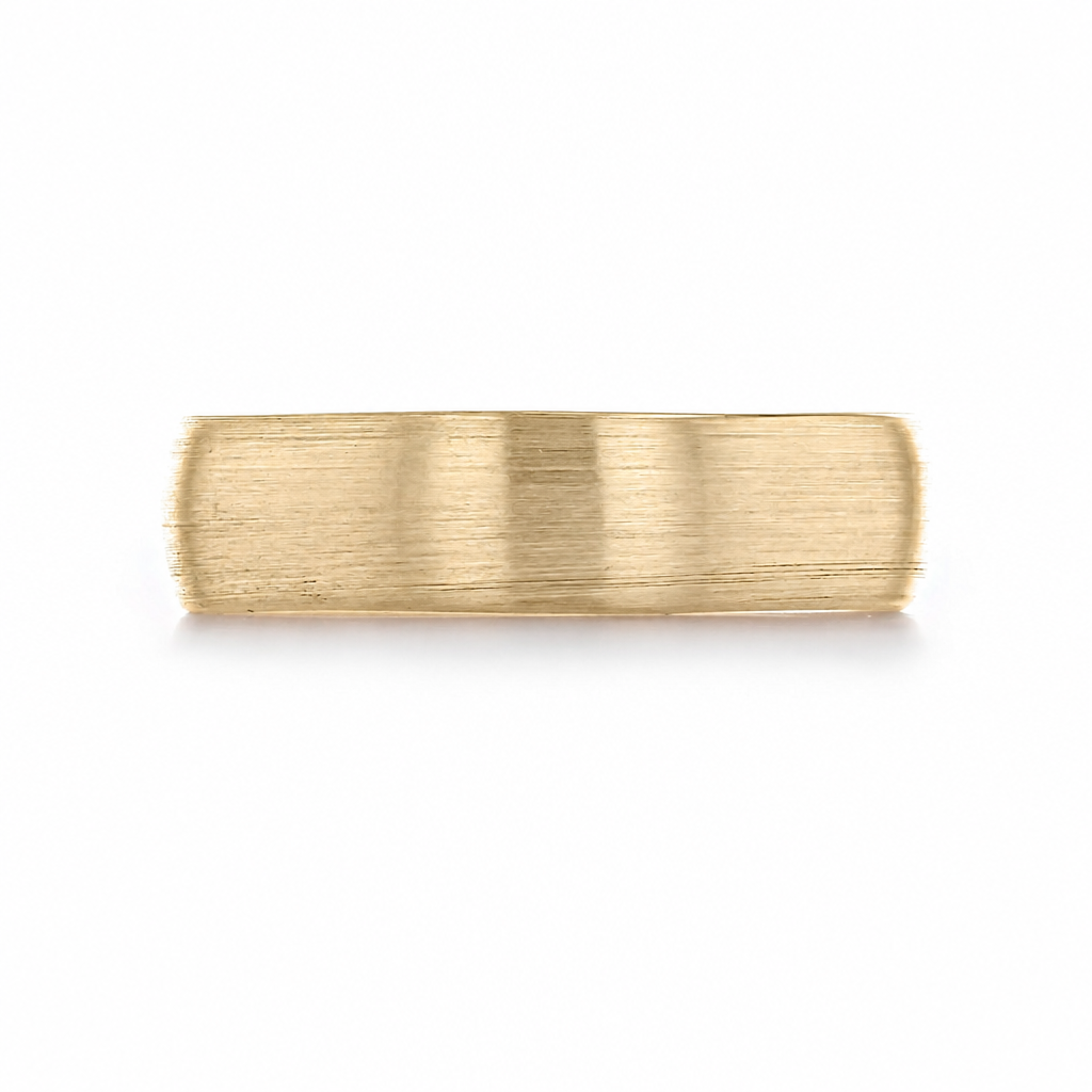 Brushed Wedding Band WB483: a classic yellow gold men’s wedding band with a horizontal brushed finish.