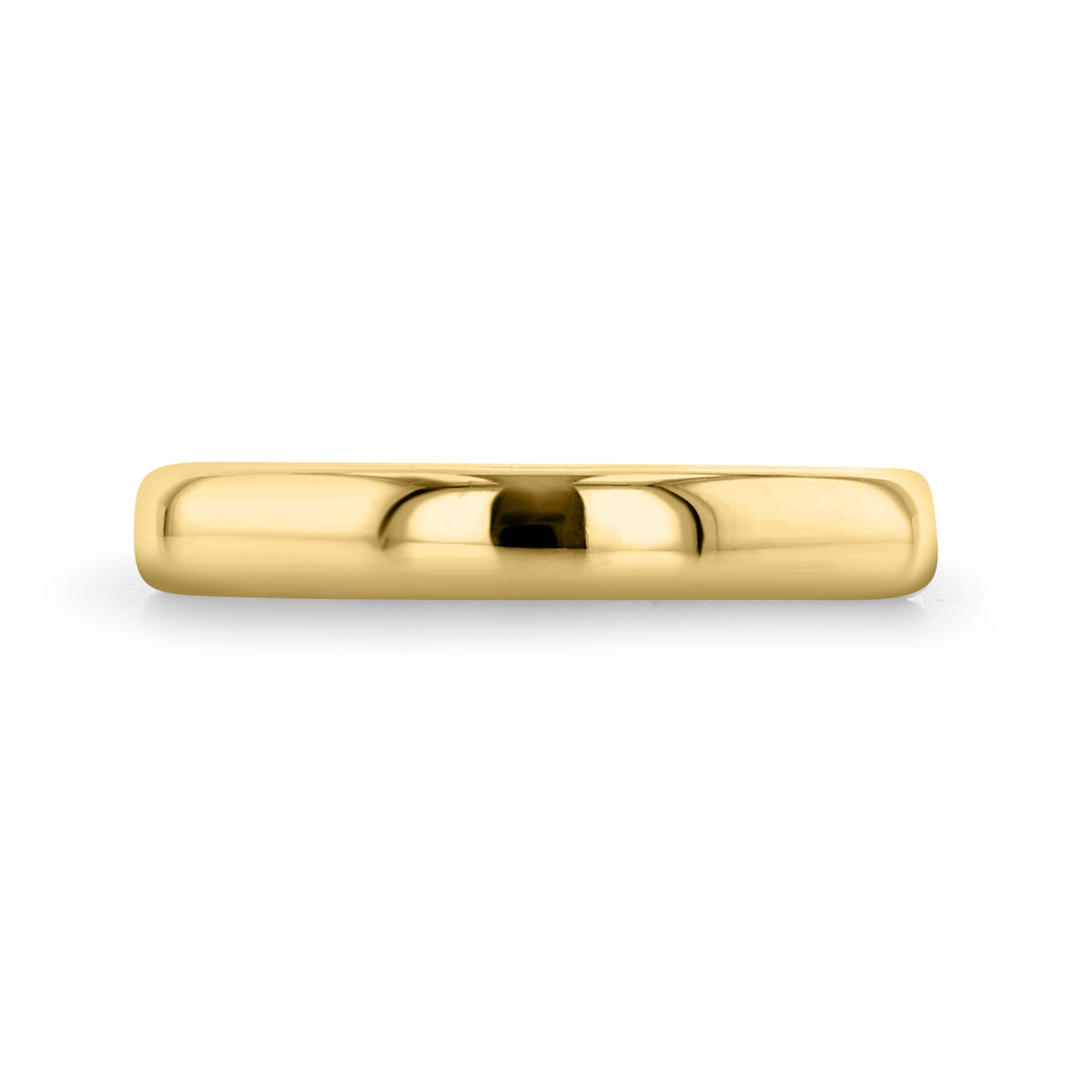 A polished yellow gold Clarita 3mm Low Dome Polished Wedding Band with a minimalist low-dome profile.