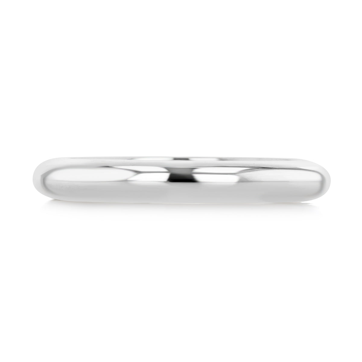 A Carmel 3.2mm High Dome Polished Wedding Band by Icing On The Ring, featuring a polished white gold finish and a smooth, high-domed profile.