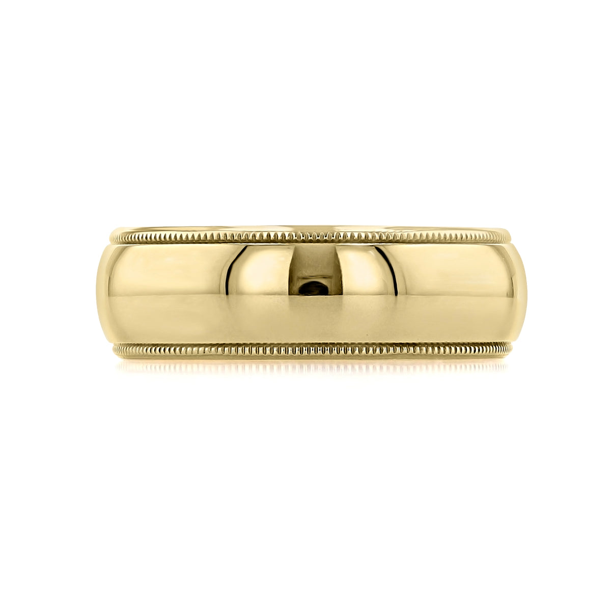 Polished Wedding Band | WB524 in yellow gold with a polished center and milgrain edges.